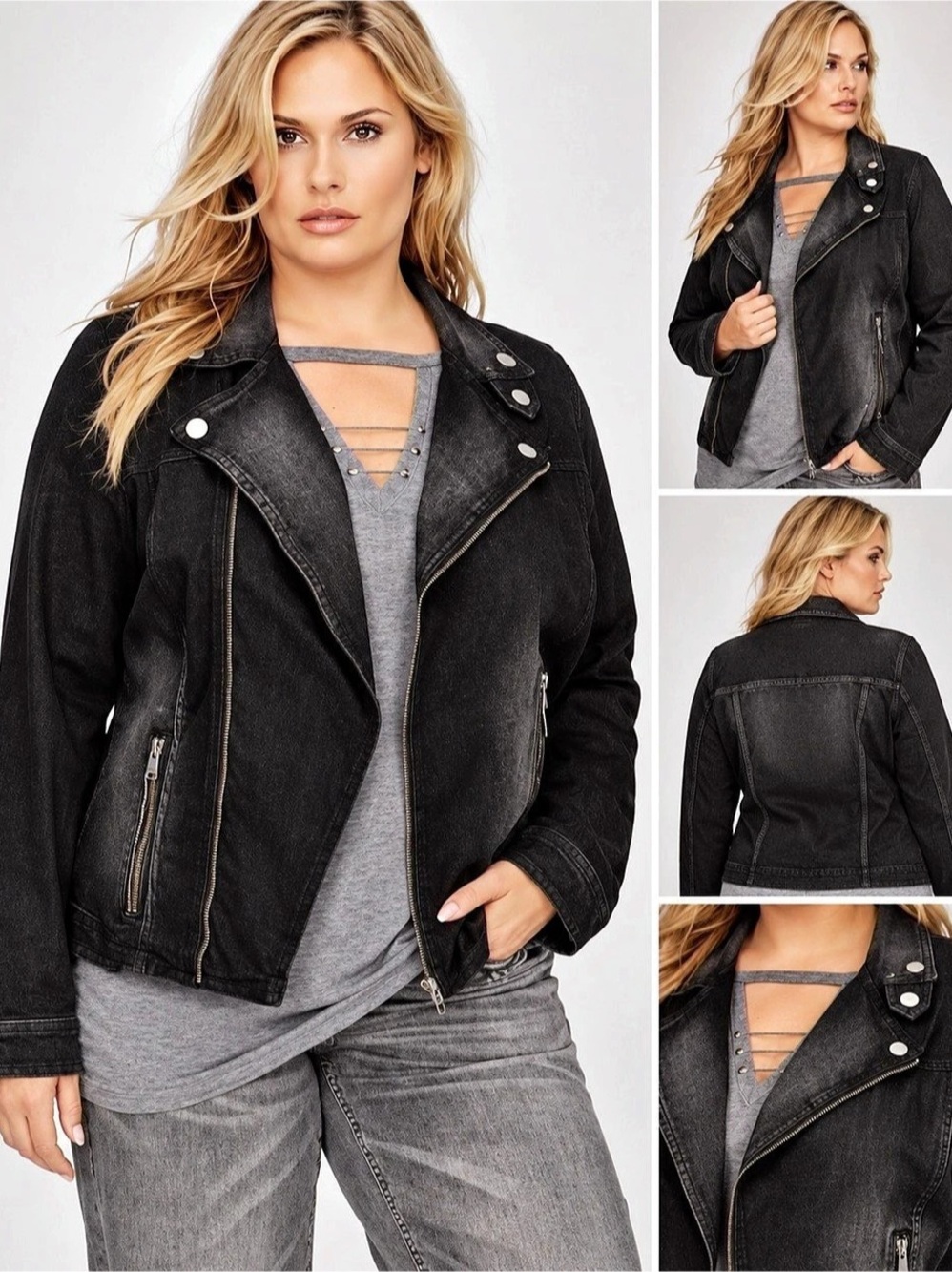 Addition Elle - Love & Legend | Size 14 | Asymmetrical Zip-Up Denim | Charcoal